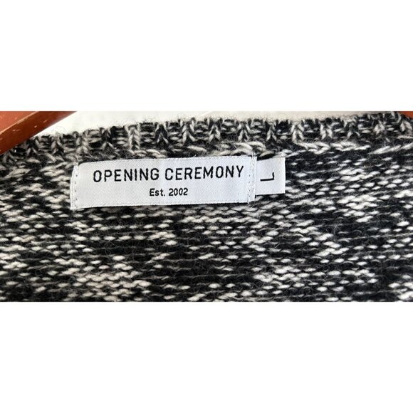 OPENING CEREMONY BLACK KNIT CUT OUT DIAMONDS JUMPER SWEATER WOOL BLEND M - Picture 9 of 9